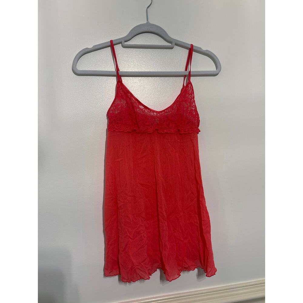 Victoria's Secret Lace Babydoll Camisole Hot Pink Red medium
